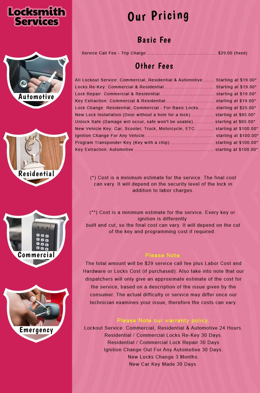 Westfield NJ Locksmith Store Westfield, NJ 908-516-8206 - price-list-c-18